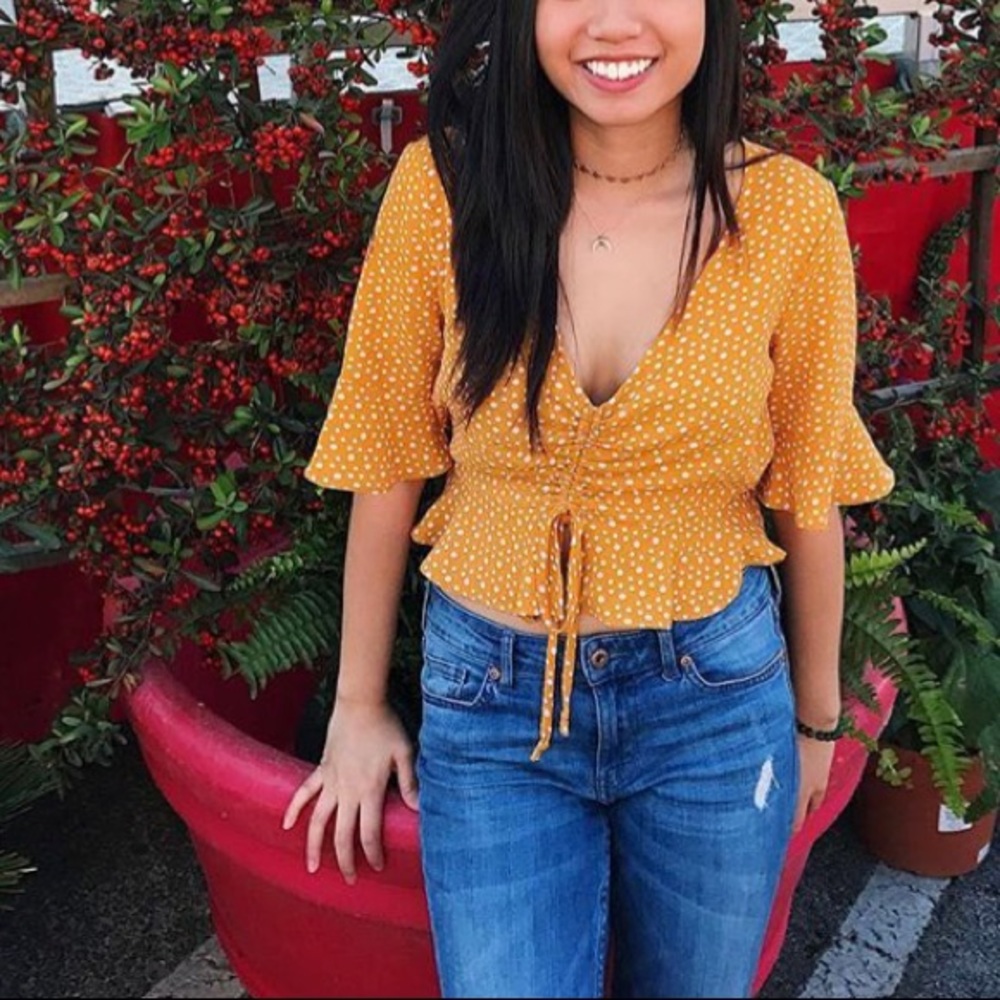 Yellow polka dot top